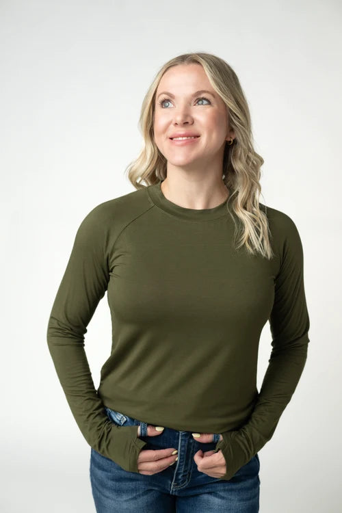PREORDER  Michelle Mae | Blair Long Sleeve Top | Dark Olive