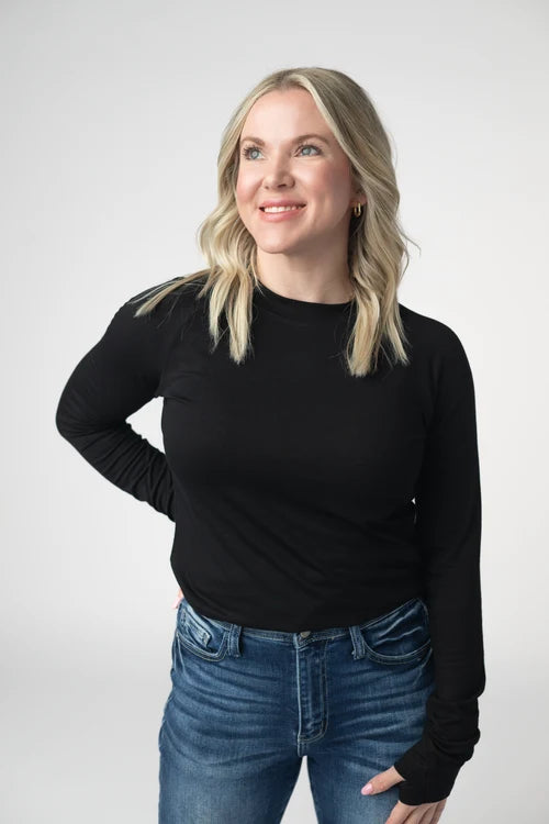 PREORDER  Michelle Mae | Blair Long Sleeve Top | Black
