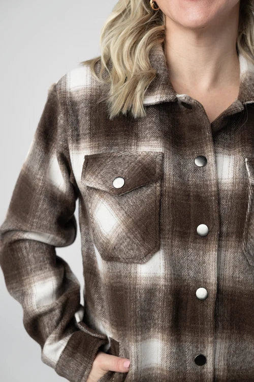 PREORDER  Michelle Mae | Norah Plaid Shacket | Brown Plaid