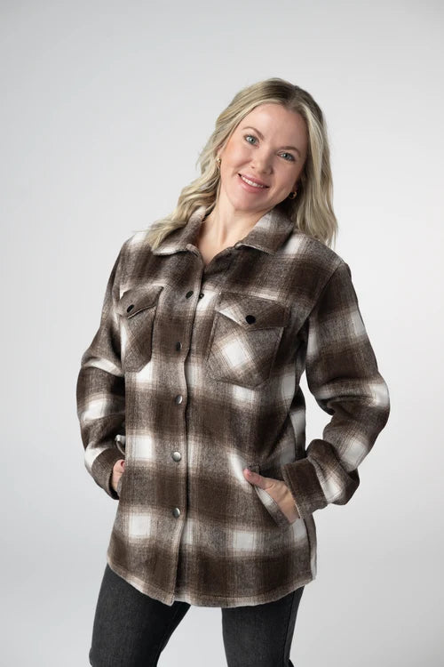 PREORDER  Michelle Mae | Norah Plaid Shacket | Brown Plaid