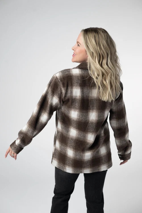 PREORDER  Michelle Mae | Norah Plaid Shacket | Brown Plaid