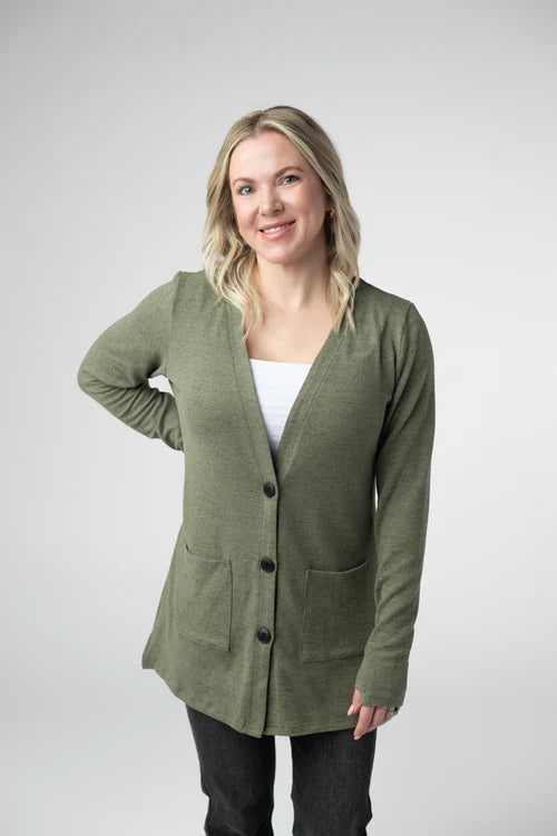 PREORDER  Michelle Mae | Cori Cardigan | Heathered Olive