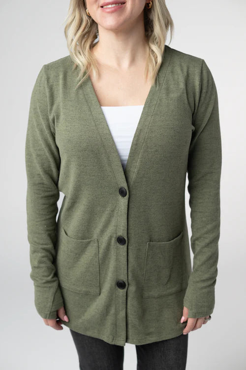 PREORDER  Michelle Mae | Cori Cardigan | Heathered Olive
