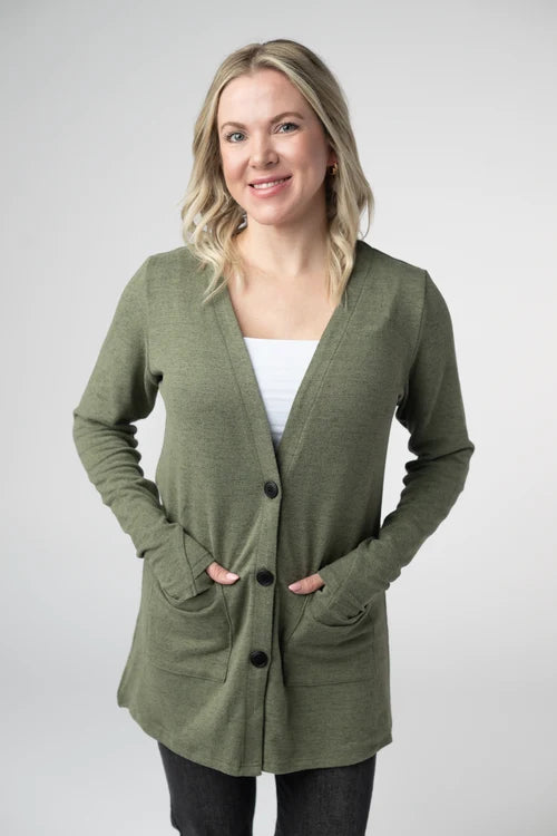 PREORDER  Michelle Mae | Cori Cardigan | Heathered Olive