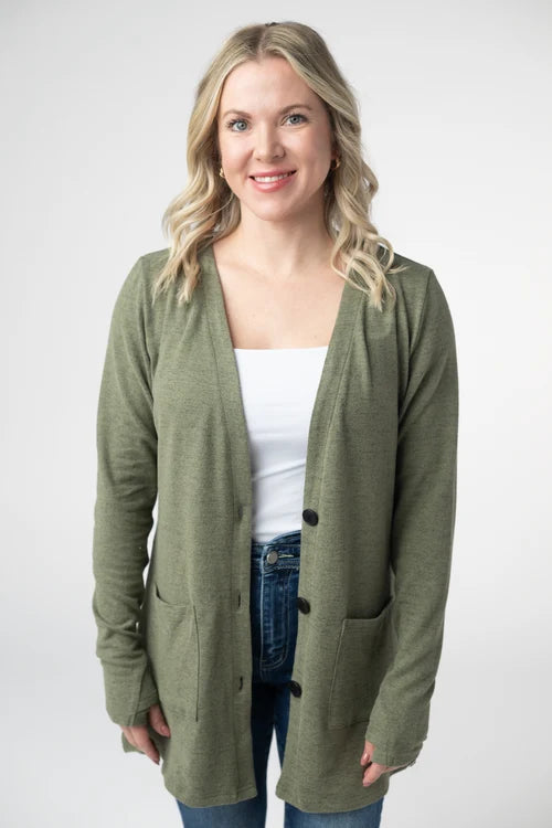 PREORDER  Michelle Mae | Cori Cardigan | Heathered Olive