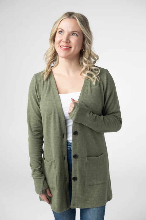 PREORDER  Michelle Mae | Cori Cardigan | Heathered Olive