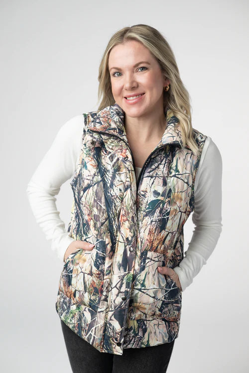 PREORDER  Michelle Mae | Remy Zip Up Vest | Dark Camo