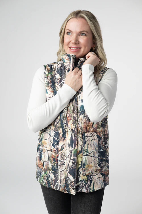 PREORDER  Michelle Mae | Remy Zip Up Vest | Dark Camo