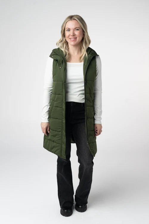 PREORDER  Michelle Mae | Harlow Long Vest | Dark Olive