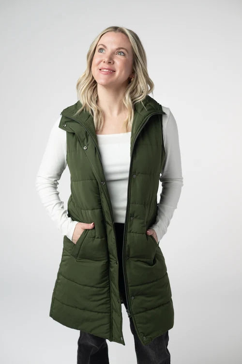 PREORDER  Michelle Mae | Harlow Long Vest | Dark Olive