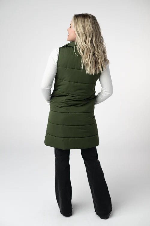 PREORDER  Michelle Mae | Harlow Long Vest | Dark Olive