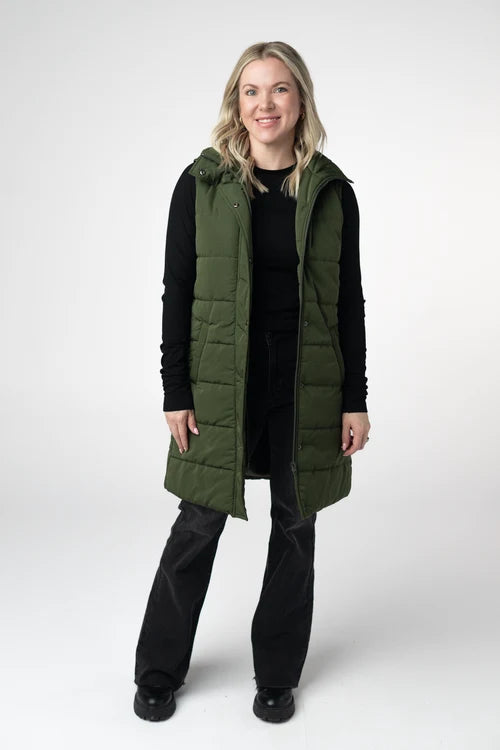 PREORDER  Michelle Mae | Harlow Long Vest | Dark Olive