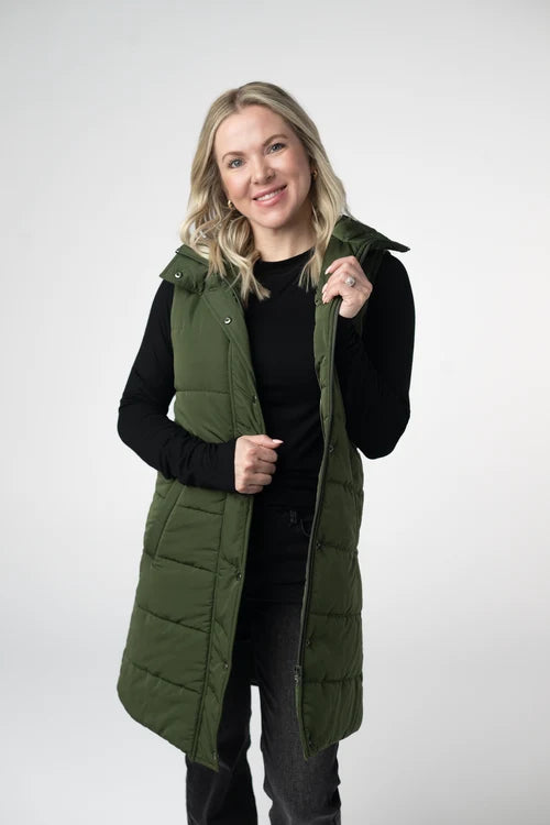 PREORDER  Michelle Mae | Harlow Long Vest | Dark Olive
