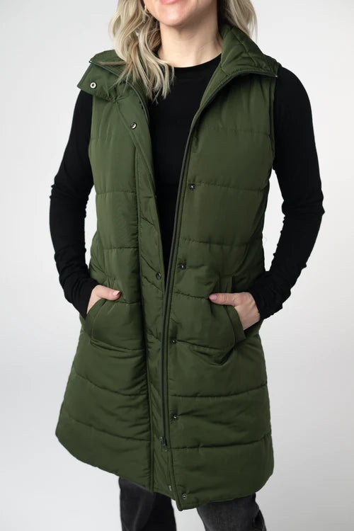 PREORDER  Michelle Mae | Harlow Long Vest | Dark Olive