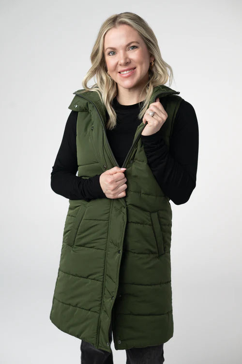 PREORDER  Michelle Mae | Harlow Long Vest | Dark Olive