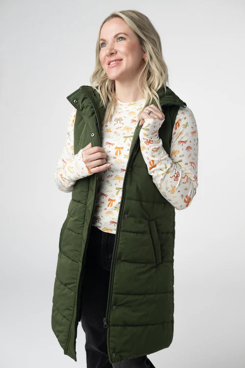 PREORDER  Michelle Mae | Harlow Long Vest | Dark Olive