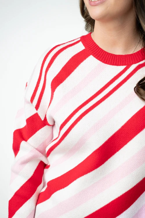 PREORDER  Michelle Mae | Candy Cane Cardigan Pullover Sweater