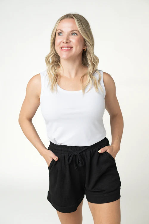 Michelle Mae | Weslie Waffle Shorts | Black