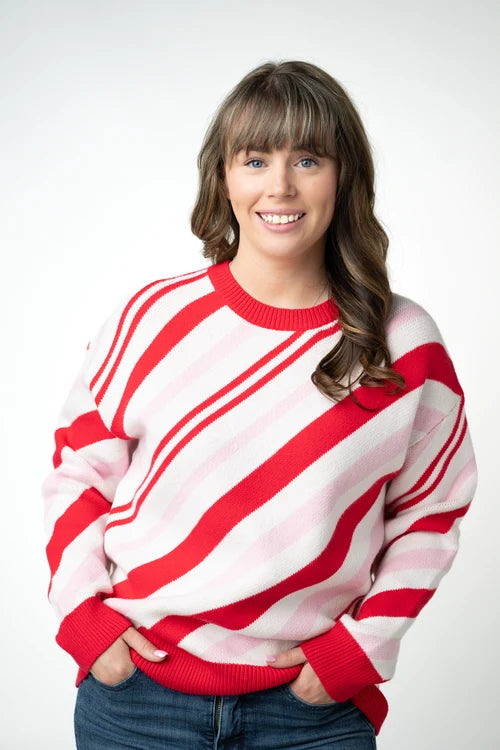 PREORDER  Michelle Mae | Candy Cane Cardigan Pullover Sweater