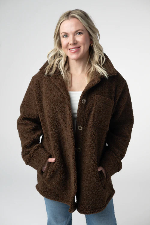 Michelle Mae | Teddy Oversized Shacket | Brown