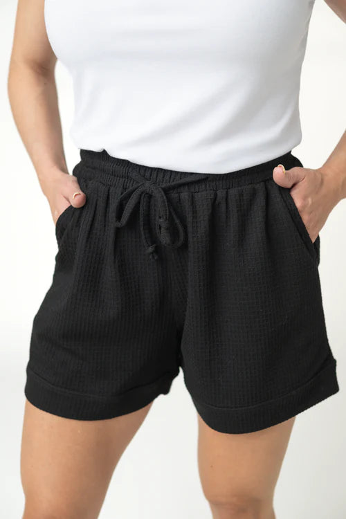 Michelle Mae | Weslie Waffle Shorts | Black