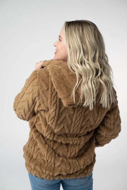 Michelle Mae | Fuzzy FullZip Sherpa Hoodie | Maple