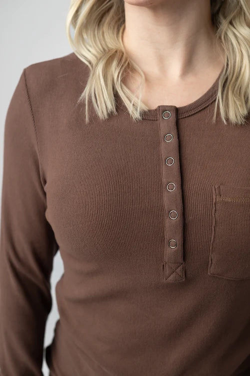 PREORDER  Michelle Mae | Georgia Long Sleeve Tee | Brown