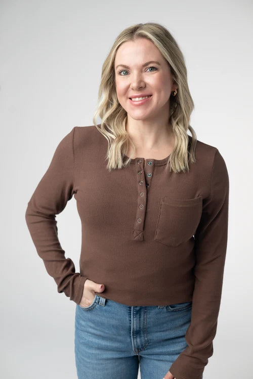 PREORDER  Michelle Mae | Georgia Long Sleeve Tee | Brown