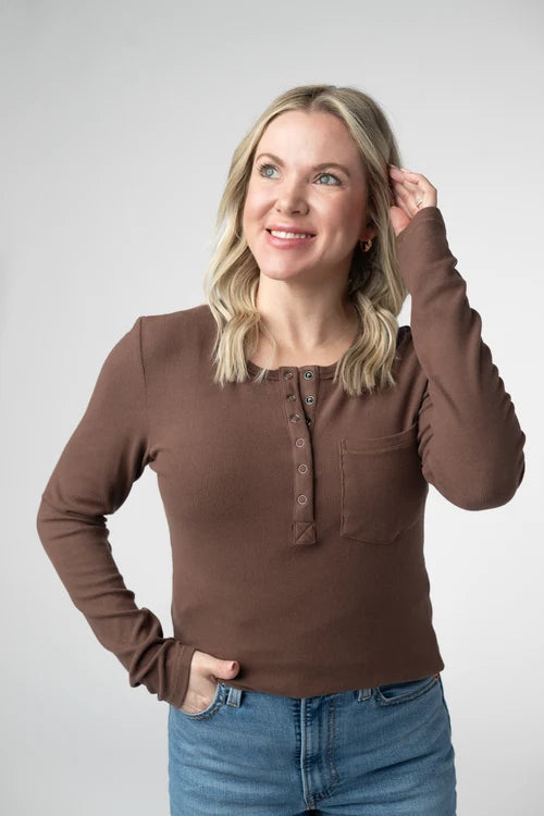 PREORDER  Michelle Mae | Georgia Long Sleeve Tee | Brown