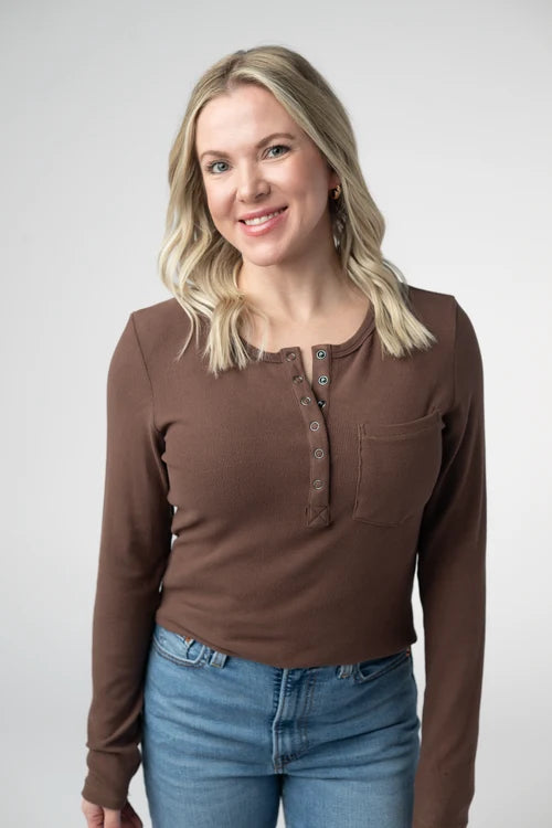 PREORDER  Michelle Mae | Georgia Long Sleeve Tee | Brown