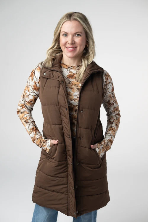 PREORDER  Michelle Mae | Harlow Long Vest | Brown