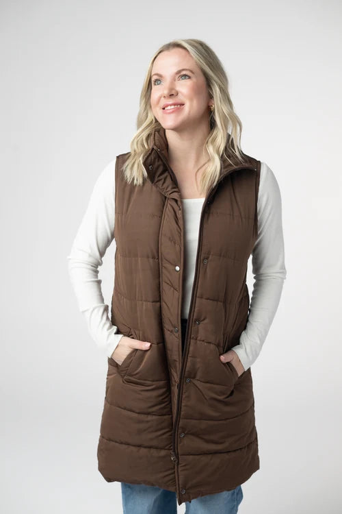 PREORDER  Michelle Mae | Harlow Long Vest | Brown