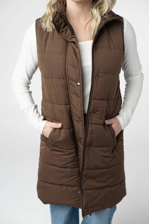 PREORDER  Michelle Mae | Harlow Long Vest | Brown