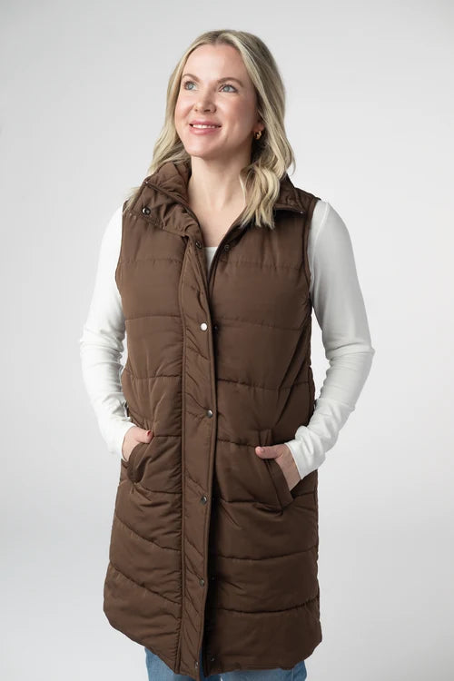 PREORDER  Michelle Mae | Harlow Long Vest | Brown