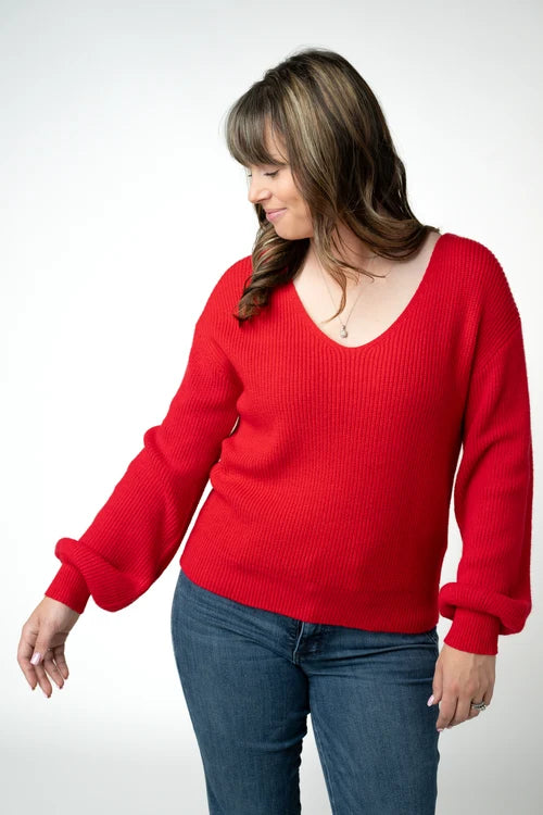 PREORDER  Michelle Mae | Bethany Bow Knit Sweater | Red