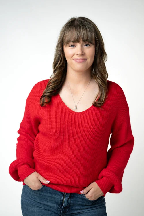 PREORDER  Michelle Mae | Bethany Bow Knit Sweater | Red