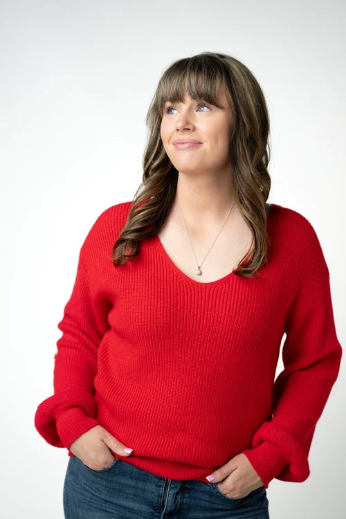 PREORDER  Michelle Mae | Bethany Bow Knit Sweater | Red