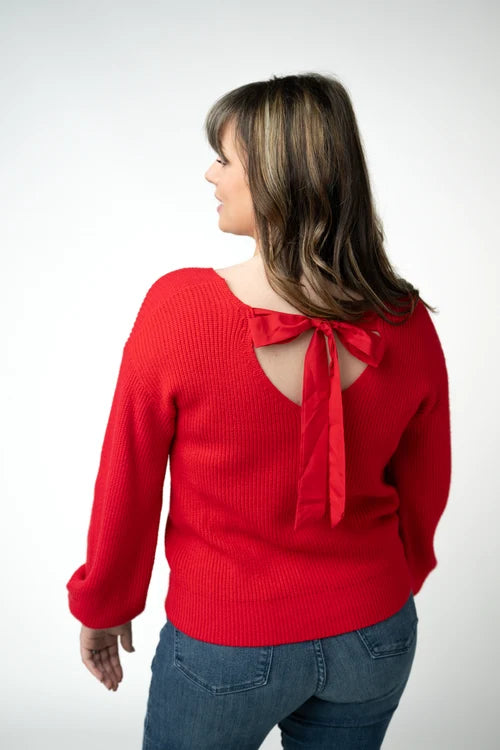 PREORDER  Michelle Mae | Bethany Bow Knit Sweater | Red