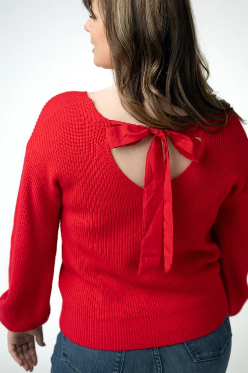 PREORDER  Michelle Mae | Bethany Bow Knit Sweater | Red