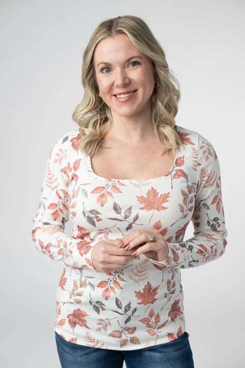 PREORDER  Michelle Mae | Alyssa Long Sleeve Top | Harvest Leaves