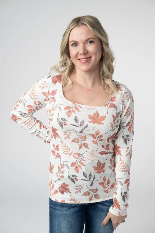 PREORDER  Michelle Mae | Alyssa Long Sleeve Top | Harvest Leaves