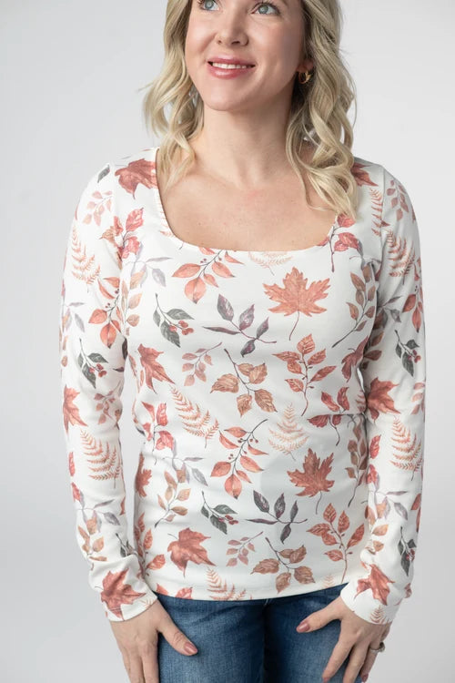 PREORDER  Michelle Mae | Alyssa Long Sleeve Top | Harvest Leaves