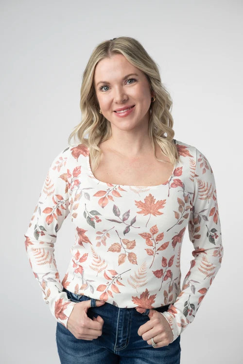 PREORDER  Michelle Mae | Alyssa Long Sleeve Top | Harvest Leaves