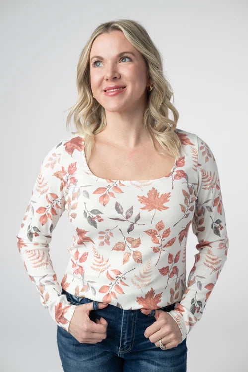 PREORDER  Michelle Mae | Alyssa Long Sleeve Top | Harvest Leaves
