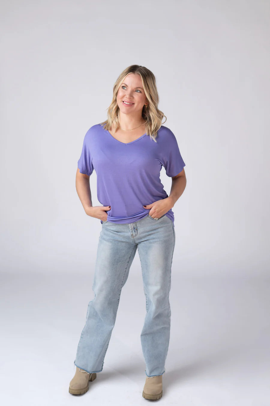 Michelle Mae | Chloe Cozy Tee | Periwinkle Purple