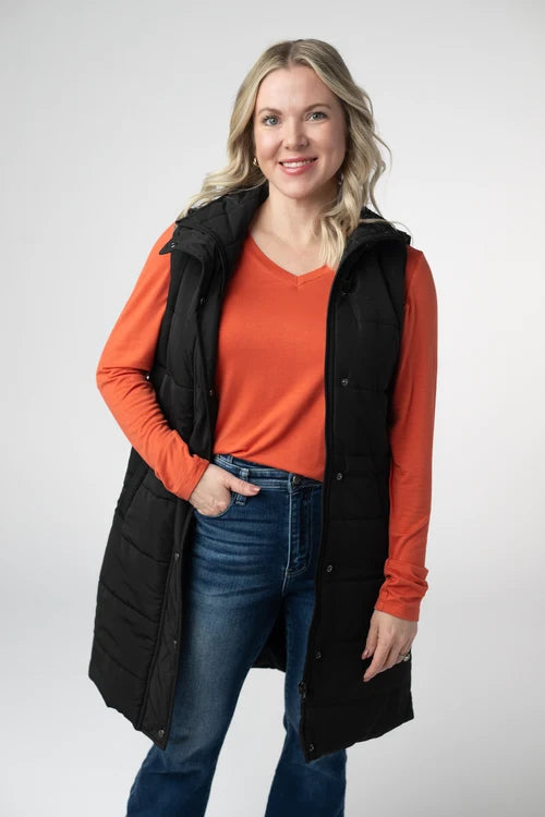 PREORDER  Michelle Mae | Harlow Long Vest | Black
