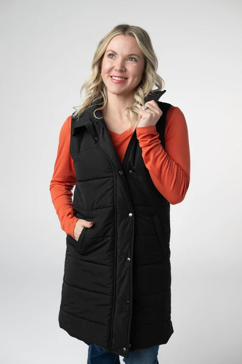 PREORDER  Michelle Mae | Harlow Long Vest | Black