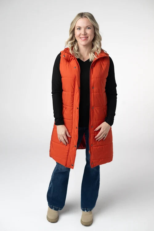 PREORDER  Michelle Mae | Harlow Long Vest | Pumpkin