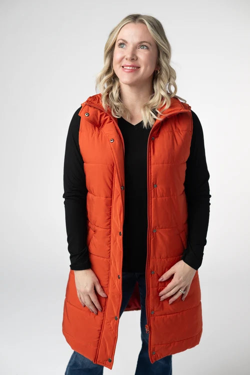 PREORDER  Michelle Mae | Harlow Long Vest | Pumpkin