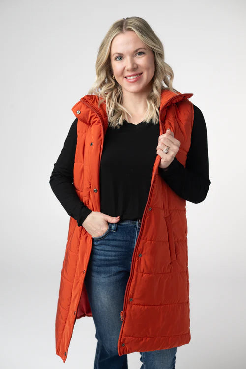 PREORDER  Michelle Mae | Harlow Long Vest | Pumpkin
